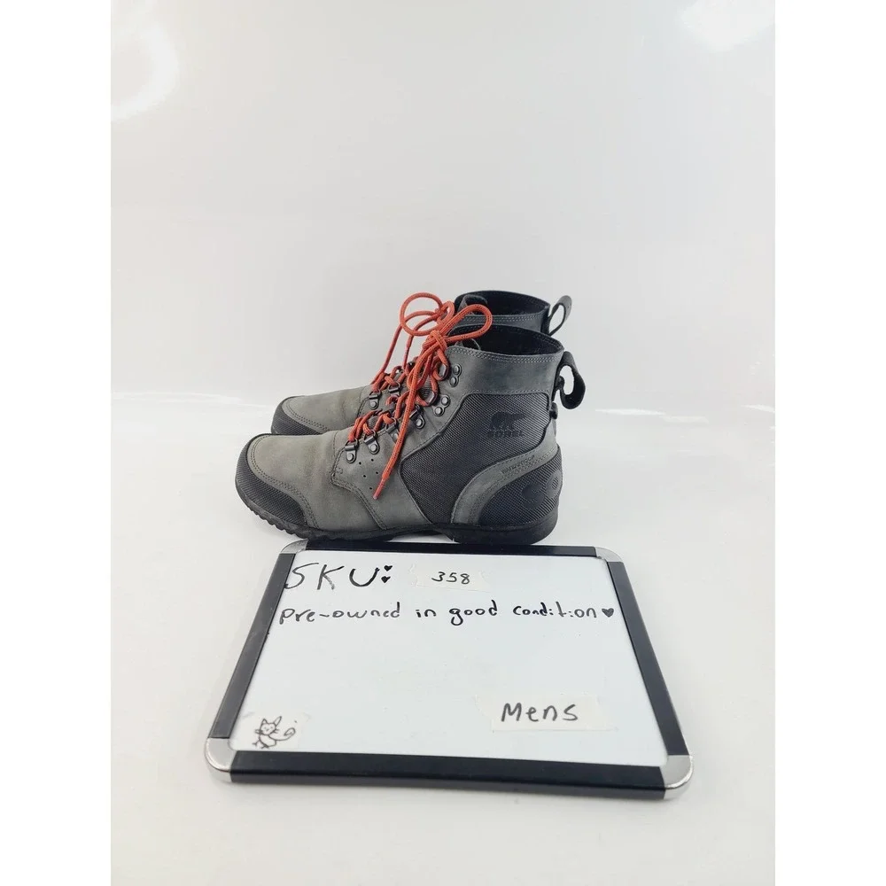 Sorel Lace Up Round Toe Hiking Boot/ Utility Boots Men Size 10 Gray Black Orange